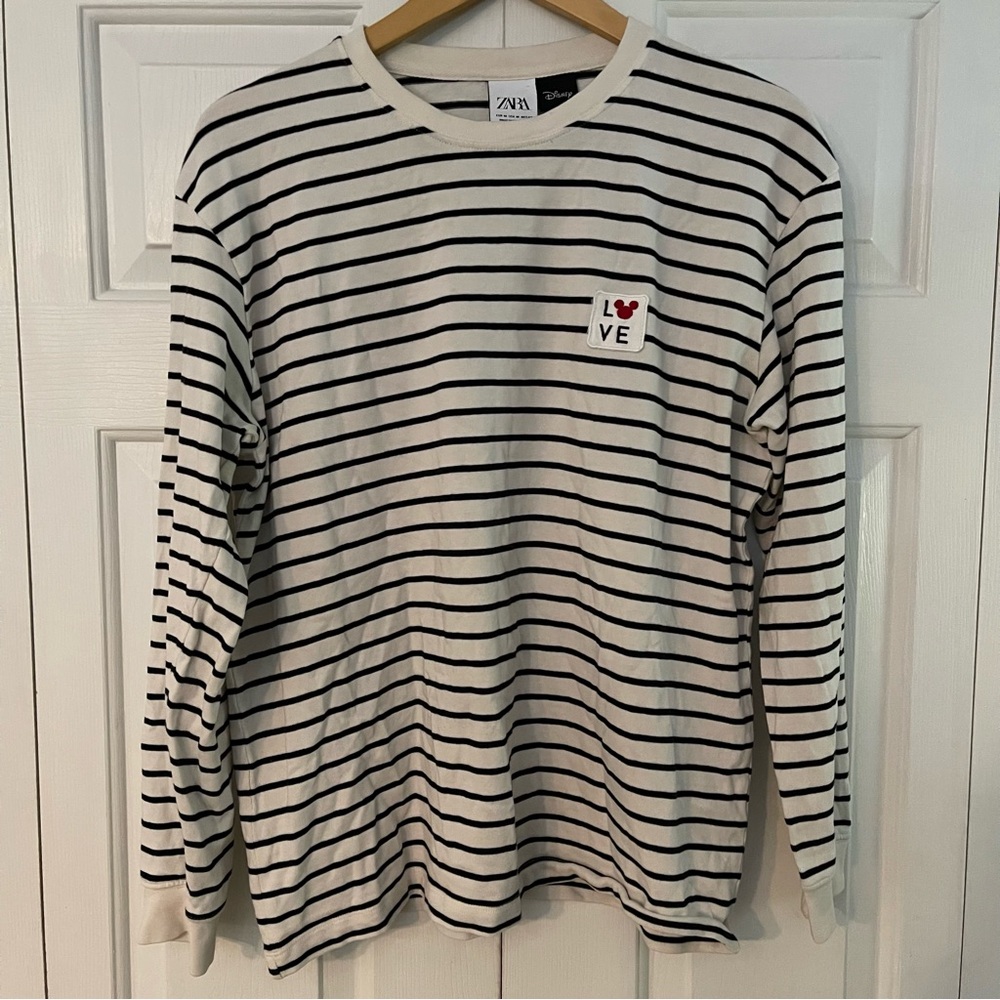 Zara Disney Love Stripe Long Sleeve Top sz M